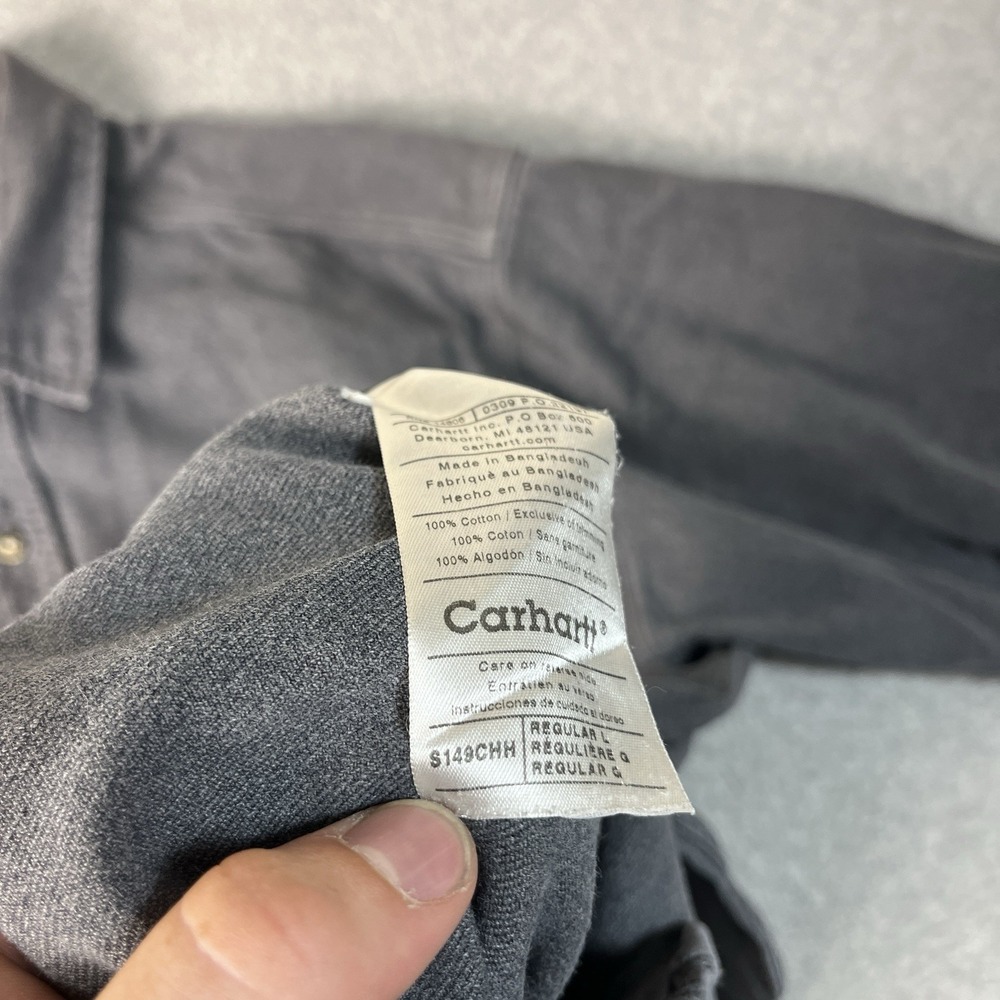 Carhartt Shirt Mens Large Gray Flannel Heavyweight Button Up Cotton Workwear LS - Picture 8 of 12